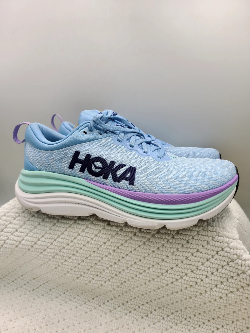 Hoka One One Women's Light Blue Running Shoes with Mint & Lavender Accents